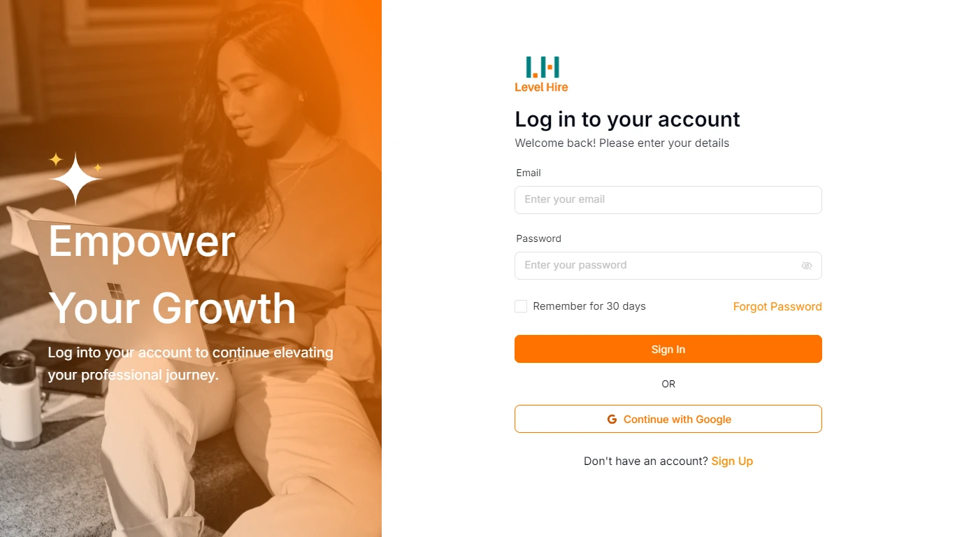 Thumbnail of Level hire home page